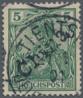 Deutsche Post In China: 1901, 5 Pfg. Reichspost (dunkel)grün Mit Echtem Aufdruck - China (offices)