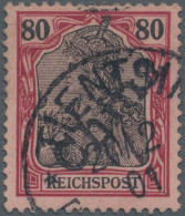 Deutsche Post In China: 1901, 80 Pfg. Reichspost, Dunkelrötlichkarmin/rotschwarz - China (offices)