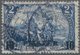 Deutsche Post In Der Türkei: 1902-04, 10 PIA Auf 2 M. Schwärzlichblau, Aufdruck - Turquia (oficinas)