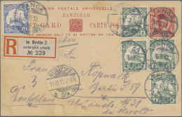 Deutsch-Ostafrika: 1912, 4 H. (4) Und 15 H. Auf GSK Sansibar/Zanzibar (Unterlage - Afrique Orientale