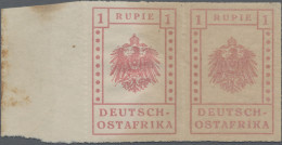 Deutsch-Ostafrika: 1916, Linkes Randpaar 1 Rupie Graurot Der Nicht Verausgabten - Afrique Orientale