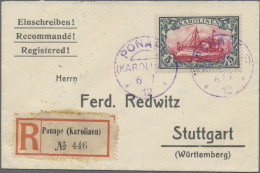 Deutsche Kolonien - Karolinen: 1912, Einschreibebrief Mit 5 M Kaiseryacht, Viole - Islas Carolinas