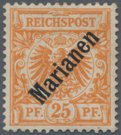 Deutsche Kolonien - Marianen: 1899, 25 Pfg. Mit Diagonalem Aufdruck, Gelblichora - Mariana Islands