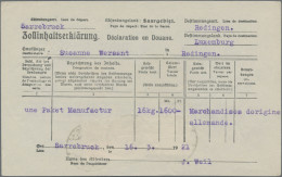 Deutsche Abstimmungsgebiete: Saargebiet: 1921, Zwei Frankierte Zollinhaltserklär - Cartas & Documentos