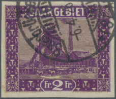Deutsche Abstimmungsgebiete: Saargebiet: 1922, 2 Fr Landschaften III, Ungezähnt, - Gebruikt