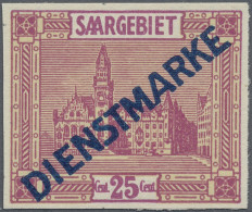 Deutsche Abstimmungsgebiete: Saargebiet - Dienstmarken: 1923, 25 C Rötlichlila, - Dienstmarken