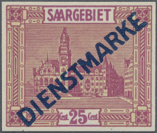 Deutsche Abstimmungsgebiete: Saargebiet - Dienstmarken: 1923, 25 C Rötlichlila, - Oficiales