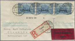 Danzig: 1920, 2 Mark Dunkelkobaltblau Im Waagerechten Eckrand-3er-Streifen Mit H - Otros & Sin Clasificación