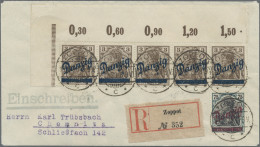 Danzig: 1920, Kleiner Innendienst 3 Pfg. Braun Im Waagerechten Obereckrand-5er-S - Sonstige & Ohne Zuordnung