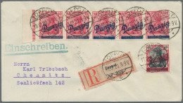 Danzig: 1920, Kleiner Innendienst 10 Pfg. Rotkarmin Im Waagerechten Rand-5er-Str - Autres & Non Classés