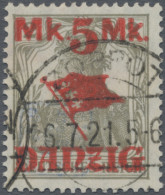 Danzig: 1920, 5 Mk Auf 2 Pf Germania Ohne Netzunterdruck, Tadellos Vollzähnig So - Sonstige & Ohne Zuordnung