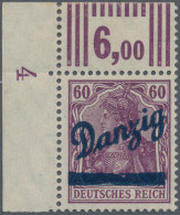 Danzig: 1920, 60 Pf Dkl'graupurpur 'Großer Innendienst', Oberes Linkes Eckrandst - Other & Unclassified