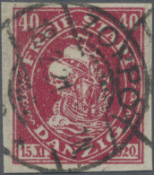 Danzig: 1921, 40 Pf Kogge, UNDURCHSTOCHEN, Zeitgerecht Gestempelt ZOPPOT * C* 18 - Sonstige & Ohne Zuordnung