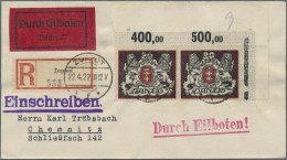 Danzig: 1921, Wappen 20 Mark Rot/schwarz Im Waagerechten Eckrandpaar Rechts Oben - Autres & Non Classés