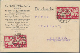 Danzig: 1923, Flugpost 500 Mark Lilarot, Zwei Werte Als Portogerechte Mehrfachfr - Sonstige & Ohne Zuordnung