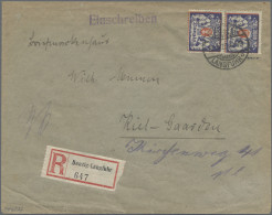 Danzig: 1923, 3000 Mark Rot/violettblau Im Senkrechten Paar Als Portogerechte Me - Autres & Non Classés