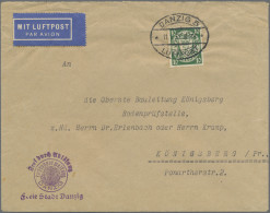 Danzig: 1937, Wappen 10 Pfg. Grün Als Portogerechte Einzelfrankatur Für Den Luft - Sonstige & Ohne Zuordnung