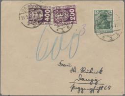 Danzig - Portomarken: 1920, 200 Pfg. Violettpurpur Und 400 Mark Braunviolett Mit - Autres & Non Classés