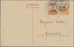 Danzig - Ganzsachen: 1920, Vorläufer, Doppelkarte 7½ Pfg. Germania, Frageteil Mi - Autres & Non Classés