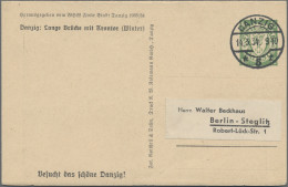 Danzig - Ganzsachen: 1934, Halbamtliche WHW-Sonderpostkarte 10 Pfg. Grün, 3er-St - Andere & Zonder Classificatie