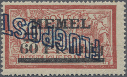 Memel: 1921, "FLUGPOST" Kopfstehend Auf 60 Pf Auf 40 C, Postfrisch Mit Schräger - Klaipeda 1923