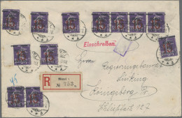 Memel: 1921, 15 Auf 50 Pf Auf 35 C. Rotviolett, Zwölf Werte (incl. Waagerechtem - Memel (Klaïpeda) 1923