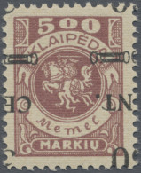 Memel: 1923, 30 C Auf 500 M. Graulila, Mit Kopfstehendem, Typisch Markant Versch - Memel (Klaipeda) 1923