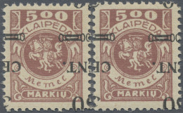 Memel: 1923, 30 C. A. 500 M., Zwei Postfrische Exemplare Mit Kopfstehendem Und G - Memelland 1923