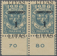 Memel: 1923, Freimarken 1 Lit. Auf 1000 Mk., Postfrisches Waagerechtes Zusammend - Memel (Klaipeda) 1923