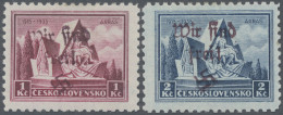 Sudetenland - Reichenberg: 1938, 1 Kc. Und 2 Kc. Gefallenendenkmal Mit Handstemp - Région Des Sudètes