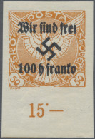 Sudetenland - Rumburg: 1938, 100 H. Auf 50 H. Zeitungsmarke Vom Unterrand In Tad - Sudetes