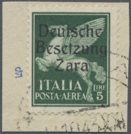 Dt. Besetzung II WK - Zara: 1943, 5 L Schwärzlichgrün Flugpostmarke, Aufdruck Ty - Occupation 1938-45