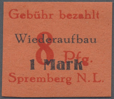 Deutsche Lokalausgaben Ab 1945: SPREMBERG 1946: 8 Pfg. + 1 M. In Rot Auf Bräunli - Otros & Sin Clasificación