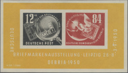 DDR: 1950, DEBRIA-Block Mit Plattenfehler "weißer Strich über 9", Postfrisch, He - Nuevos