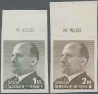 DDR: 1969, Ulbricht 1 Mark Grünoliv Und 2 Mark Siena, Zwei Ungezähnte Oberrandst - Unused Stamps