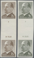 DDR: 1969, Ulbricht 1 Mark Grünoliv Und 2 Mark Siena, Zwei Ungezähnte Zwischenst - Unused Stamps