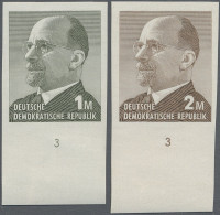 DDR: 1969, Ulbricht 1 Mark Grünoliv Und 2 Mark Siena, Zwei Ungezähnte Unterrands - Unused Stamps