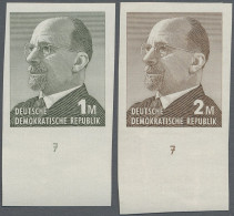DDR: 1969, Ulbricht 1 Mark Grünoliv Und 2 Mark Siena, Zwei Ungezähnte Unterrands - Ungebraucht