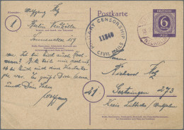 Berlin - Vorläufer: 1946, Ganzsachenkarte Kontrollrat 6 Pfg. Ziffer Bedarfsgebra - Briefe U. Dokumente