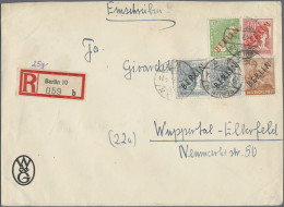 Berlin: 1949, 12 Pfg. (2) Und 24 Pfg. Schwarzaufdruck Zusammen Mit 10 Pfg. Und 3 - Cartas & Documentos