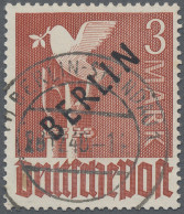 Berlin: 1948, 3 M. Schwarzaufdruck, Sauber Gestempelt "BERLIN-SPANDAU 1 28.12.48 - Gebruikt