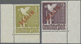 Berlin: 1949, Rotaufdruck, Beide Markwerte Sauber Postfrisch Als Seltene Bogenec - Unused Stamps