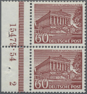 Berlin: 1949, BAUTEN I, 60 Pf Im Postfrischen Rand-Paar Mit Kompletter HAN 15479 - Unused Stamps