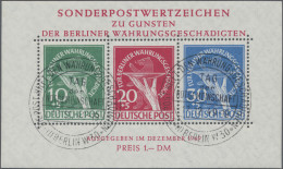 Berlin: 1949, Währungs-Block Ideal Gestempelt Mit Zwei ESST, Voller Originalgumm - Oblitérés