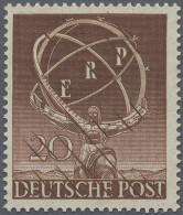 Berlin: 1950, 20 Pf ERP Im Postfrischen, Gezähnten Probedruck In Schwärzlichgelb - Nuevos