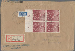 Berlin: 1950, 20 Pfg. ERP, Zwei 4er-Blocks Je Als Portogerechte Mehrfachfrankatu - Cartas & Documentos