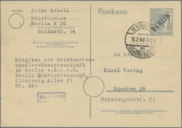 Berlin - Ganzsachen: 1949, Karte 12 Pfg. Schwarzaufdruck Bedarfsgebraucht Mit Vi - Autres & Non Classés