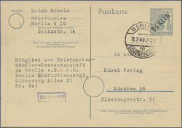 Berlin - Ganzsachen: 1949, Karte 12 Pfg. Schwarzaufdruck Bedarfsgebraucht Mit Vi - Otros & Sin Clasificación