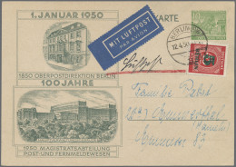 Berlin - Ganzsachen: 1950, OPD-Sonderpostkarte 10 Pfg. Grün Mit Zusatzfrankatur - Other & Unclassified