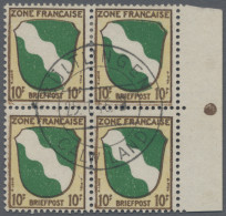 Französische Zone - Allgemeine Ausgabe: 1945, 10 Pfg. Wappen Im Rand-4er-Block I - Other & Unclassified